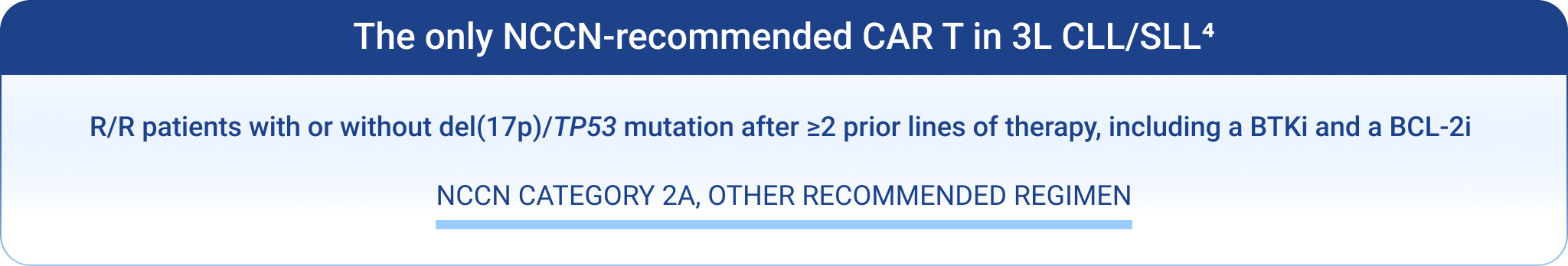 Breyanzi is NCCN-recommended in 3L CLL and SLL